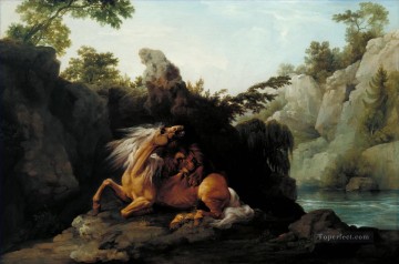 Caballo de George Stubbs devorado por un león Pinturas al óleo